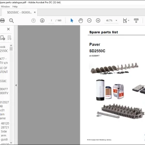 Dynapac Paver SD2550C Spare parts list Manual SN0G000477 -  PDF DOWNLOAD