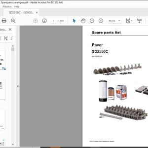 Dynapac Paver SD2550C Spare parts list Manual SN0G000524  - PDF DOWNLOAD