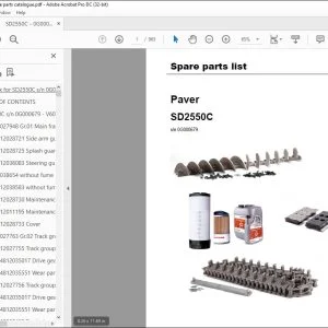 Dynapac Paver SD2550C Spare parts list Manual SN0G000679  - PDF DOWNLOAD
