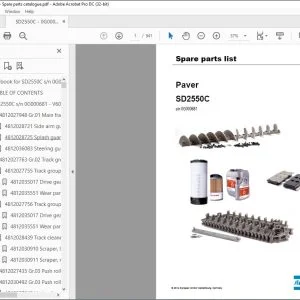 Dynapac Paver SD2550C Spare parts list Manual SN0G000681 -  PDF DOWNLOAD
