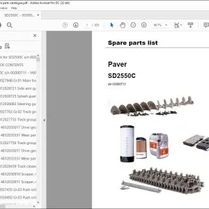 Dynapac Paver SD2550C Spare parts list Manual SN0G000711  -  PDF DOWNLOAD