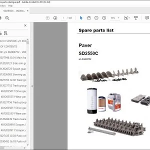 Dynapac Paver SD2550C Spare parts list Manual SN0G000752 - PDF DOWNLOAD