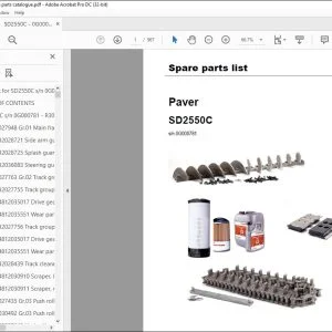 Dynapac Paver SD2550C Spare parts list Manual SN0G000781- PDF DOWNLOAD