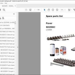 Dynapac Paver SD2550C Spare parts list Manual SN0G000830 -  PDF DOWNLOAD