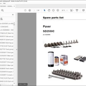 Dynapac Paver SD2550C Spare parts list Manual SN0G000856 -  PDF DOWNLOAD