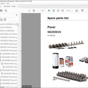 Dynapac Paver SD2550CS Spare Parts list Manual SN0G001000 -  PDF DOWNLOAD