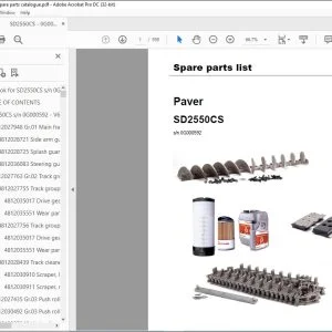 Dynapac Paver SD2550CS Spare parts list Manual SN0G000592 - PDF DOWNLOAD