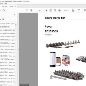 Dynapac Paver SD2550CS Spare parts list Manual SN0G000611 -  PDF DOWNLOAD