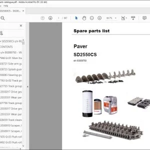 Dynapac Paver SD2550CS Spare parts list Manual SN0G000793  - PDF DOWNLOAD