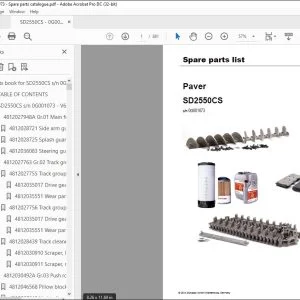 Dynapac Paver SD2550CS Spare parts list Manual SN0G001073 - PDF DOWNLOAD