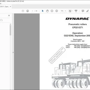 Dynapac Pneumatic rollers CP221 CP271 Operation Manual- PDF DOWNLOAD