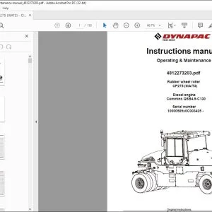 Dynapac Rubber wheel roller CP275 (IIIA T3) Operating & Maintenance Manual 4812273203 - PDF DOWNLOAD