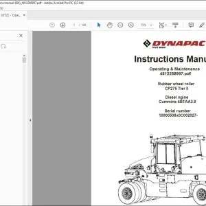 Dynapac Rubber wheel roller CP275 Tier II Operating & Maintenance Manual 4812268997 - PDF DOWNLOAD