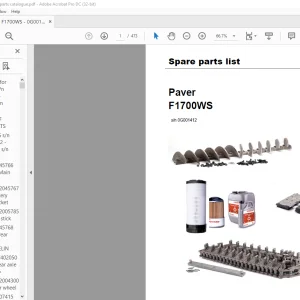 Dynapac Screed F1700WS Spare parts list Manual SN0G001412  - PDF DOWNLOAD