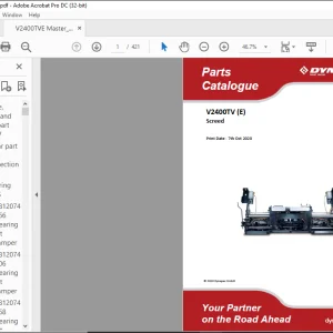 Dynapac Screed V2400TV (E) Parts Catalogue Manual - PDF DOWNLOAD