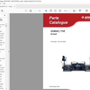 Dynapac Screed V240VE TVE Parts Catalogue Manual  - PDF DOWNLOAD