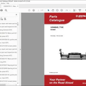 Dynapac Screed V3500VE TVE Parts Catalogue Manual - PDF DOWNLOAD