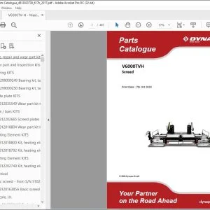 Dynapac Screed V6000TVH Parts Catalogue Manual -  PDF DOWNLOAD