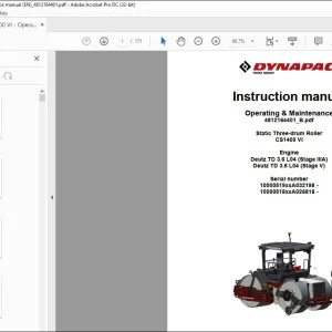 Dynapac Static Three-drum Roller CS1400 VI Operating & Maintenance Manual 4812164401_B