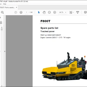 Dynapac Tracked paver Engine Cummins QSB 6.7 – C173 T4f engine Spare parts list Manual SN10002133KFC - PDF DOWNLOAD