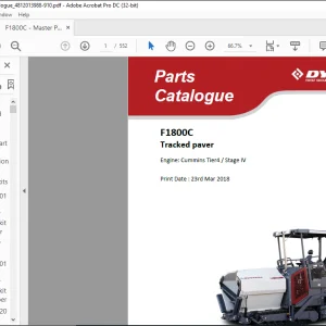 Dynapac Tracked paver F1800C Engine Cummins Tier4  Stage IV Spare parts list Manual - PDF DOWNLOAD