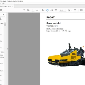 Dynapac Tracked paver F800T Engine Cummins QSB 6.7 – C173 T4f engine Spare parts list Manual SN10002133E0C004246 - PDF DOWNLOAD
