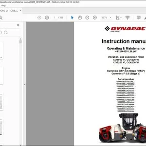 Dynapac Vibration roller CO4000 VI CO4200 VI CO5200 VI CO6200 VI Operating Manual - PDF DOWNLOAD