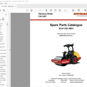 Dynapac Vibratory Roller CA134D Spare Parts Catalogue MANUAL - PDF DOWNLOAD