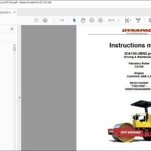 Dynapac Vibratory Roller CA150 Driving & Maintenance Instruction Manual ICA150-3EN2 - PDF DOWNLOAD