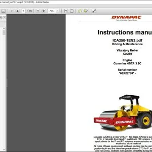 Dynapac Vibratory Roller CA250 Driving & Maintenance Instruction Manual ICA250-1EN3 - PDF DOWNLOAD
