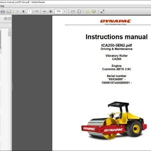 Dynapac Vibratory Roller CA250 Driving & Maintenance Instruction Manual ICA250-5EN2 - PDF DOWNLOAD