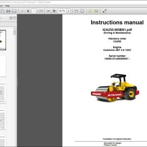 Dynapac Vibratory Roller CA250 Driving & Maintenance Instruction Manual ICA250-IN5EN1 - PDF DOWNLOAD