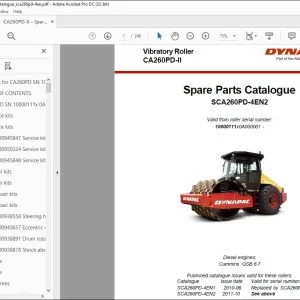 Dynapac Vibratory Roller CA260PD-II Spare Parts Catalogue MANUAL - PDF DOWNLOAD