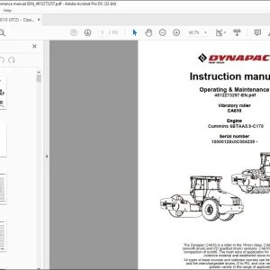 Dynapac Vibratory Roller CA610 Operating & Maintenance Manual 4812273257 - PDF DOWNLOAD