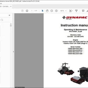 Dynapac Vibratory roller CA1300 CA1400 D PD Operating & Maintenance Manual 4812164801_B - PDF DOWNLOAD