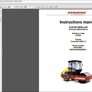 Dynapac Vibratory roller CA182 Driving & Maintenance Instruction Manual ICA182-4EN3 - PDF DOWNLOAD