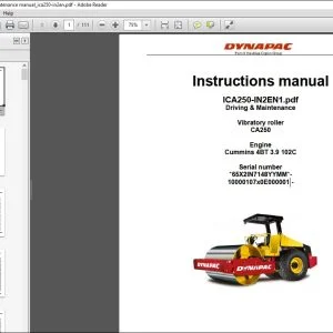 Dynapac Vibratory roller CA250 Driving & Maintenance Instruction Manual ICA250-IN2EN1 - PDF DOWNLOAD
