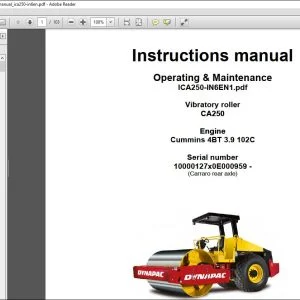 Dynapac Vibratory roller CA250 Operating & Maintenance Instruction Manual ICA250-IN6EN1 - PDF DOWNLOAD