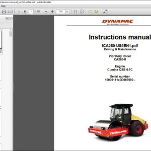 Dynapac Vibratory roller CA260-II Driving & Maintenance Instruction Manual ICA260-US6EN1 - PDF DOWNLOAD
