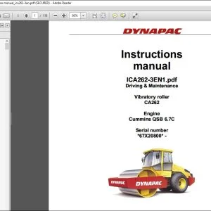 Dynapac Vibratory roller CA262 Driving & Maintenance Instruction Manual 1CA262-3EN1 - PDF DOWNLOAD