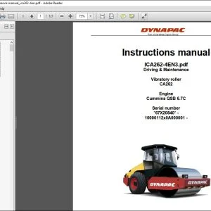 Dynapac Vibratory roller CA262 Driving & Maintenance Instruction Manual ICA262-4EN3 - PDF DOWNLOAD