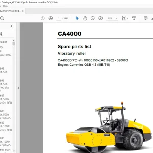 Dynapac Vibratory roller CA4000 Engine Cummins QSB 4.5 (IIIBT4i) Spare parts list Manual - PDF  DOWNLOAD