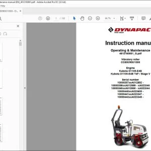 Dynapac Vibratory roller CC800 900 1000 Operating & Maintenance Manual - PDF DOWNLOAD