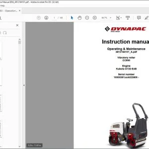 Dynapac Vibratory roller CC950 Operating & Maintenance Manual 4812164101_A - PDF DOWNLOAD