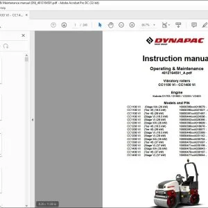 Dynapac Vibratory rollers CC1100 VI CC1400 VI Operating & Maintenance Manual 4812164501_A - PDF DOWNLOAD