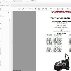 Dynapac Vibratory rollers CC1100C VI CC1400C VI Operating & Maintenance Manual 4812164601_A - PDF DOWNLOAD
