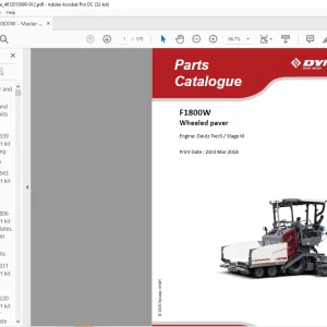 Dynapac Wheeled paver F1800W Engine Deutz Tier3 Stage III Spare parts Catalogue Manual - PDF DOWNLOAD