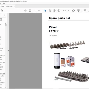 Dynapac paver F1700C Spare parts list Manual SN0G001243 -  PDF DOWNLOAD