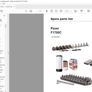 Dynapac paver F1700C Spare parts list Manual SN0G001288  - PDF DOWNLOAD