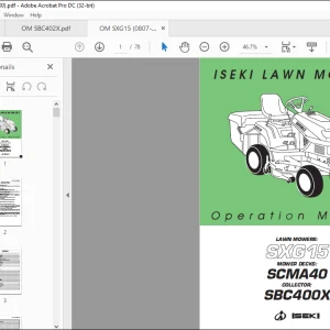 ISEKI LAWN MOWERS SXG15 MOWER DECKS SCMA40 COLLECTOR SBC400X Operation Manual - PDF DOWNLOAD
